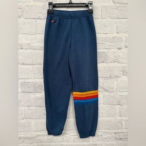 Aviator Nation Kids Blue Joggers with 5- Stripe Size 8